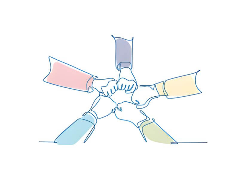 five-hands-with-colourful-arms five hands with colourful arms